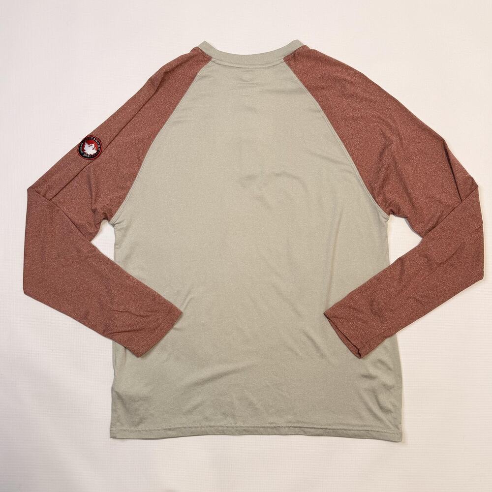 Canada Weathergear Shirt Mens Medium Gray Henley Raglan Long Sleeve Performance - Picture 9 of 9